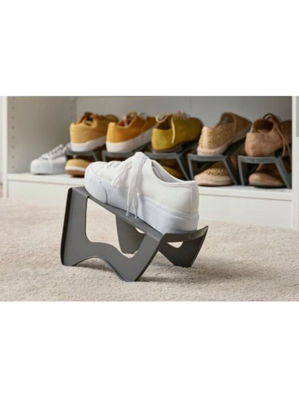 IKEA MURVEL Shoe Organizer Riser - Set of 5 Gray Plastic Shoe Shelf
